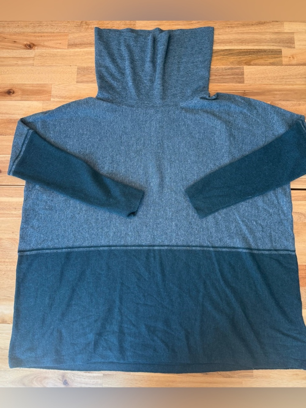 Smartwool Women's Two-Tone Teal and Slate Turtleneck Sweater